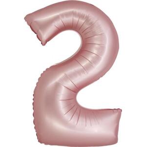 Godan / balloons Chytrý fóliový balónek, číslo 2, matně růžový, 76 cm