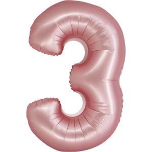 Godan / balloons Chytrý fóliový balónek, číslo 3, matně růžový, 76 cm