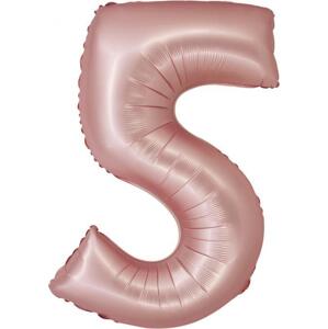 Godan / balloons Chytrý fóliový balónek, číslo 5, matně růžový, 76 cm