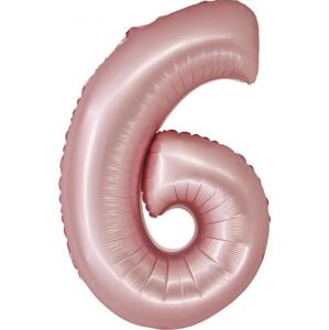 Godan / balloons Chytrý fóliový balónek, číslo 6, matně růžový, 76 cm