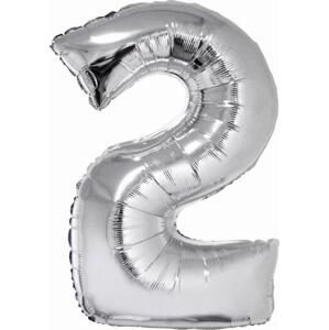 Godan / balloons Chytrý fóliový balónek, číslo 2, stříbrný, 76 cm
