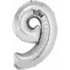 Godan / balloons Chytrý fóliový balónek, číslo 9, stříbrný, 76 cm