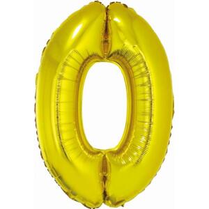 Godan / balloons Chytrý fóliový balónek, číslo 0, zlatý, 76 cm