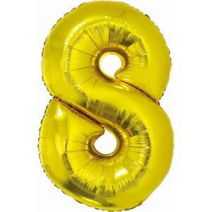 Godan / balloons Chytrý fóliový balónek, číslo 8, zlatý, 76 cm