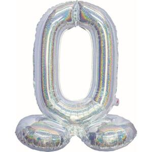 Godan / balloons Fóliový balónek B&C, Stálá číslice 0, holografické stříbro, 72 cm KK