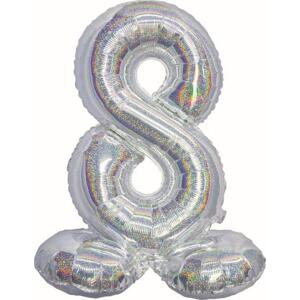 Godan / balloons Fóliový balónek B&C, číslo 8, holografický stříbrný, 72 cm KK