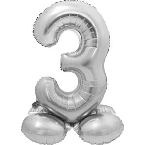 Godan / balloons Chytrý fóliový balónek, Stojací číslo 3, stříbrný, 72 cm KK