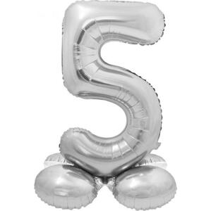Godan / balloons Chytrý fóliový balónek, stojící číslo 5, stříbrný, 72 cm KK