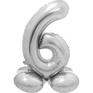 Godan / balloons Chytrý fóliový balónek, Stojací číslo 6, stříbrný, 72 cm KK