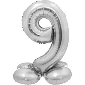 Godan / balloons Chytrý fóliový balónek, Stojací číslo 9, stříbrný, 72 cm KK