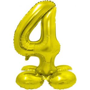 Godan / balloons Chytrý fóliový balónek, stojící číslo 4, zlatý, 72 cm KK