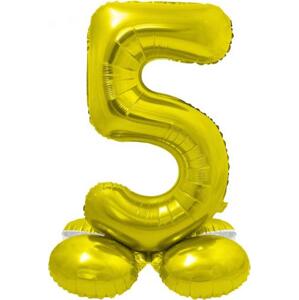 Godan / balloons Chytrý fóliový balónek, stojící číslo 5, zlatý, 72 cm KK