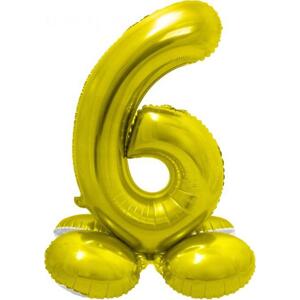 Godan / balloons Chytrý fóliový balónek, stojící číslo 6, zlatý, 72 cm KK