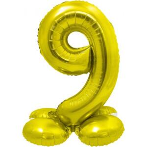 Godan / balloons Chytrý fóliový balónek, stojící číslo 9, zlatý, 72 cm KK