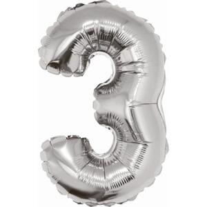 Godan / balloons Fóliový balónek "Number 3", stříbrný, 35 cm