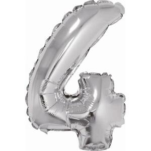 Godan / balloons Fóliový balónek "Number 4", stříbrný, 35 cm