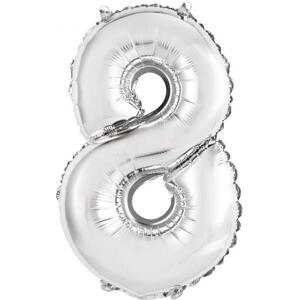 Godan / balloons Fóliový balónek "Number 8", stříbrný, 35 cm