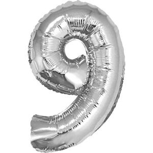Godan / balloons Fóliový balónek "Number 9", stříbrný, 35 cm