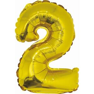 Godan / balloons Fóliový balónek "Number 2", zlatý, 35 cm