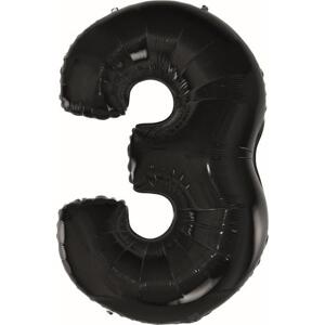 Godan / balloons B&C fóliový balónek "Digit 3" černý, 92 cm