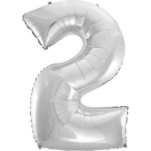 Godan / balloons B&C fóliový balónek "Digit 2", stříbrný, 92 cm