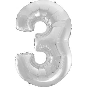Godan / balloons B&C fóliový balónek "Digit 3", stříbrný, 92 cm