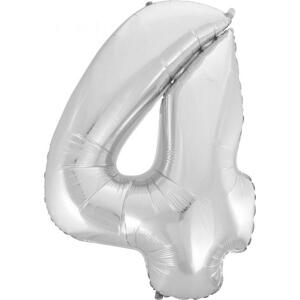 Godan / balloons B&C fóliový balónek "Digit 4", stříbrný, 92 cm