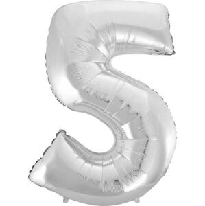 Godan / balloons B&C fóliový balónek "Digit 5", stříbrný, 92 cm