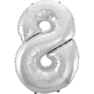 Godan / balloons Fóliový balónek B&C "Digit 8", stříbrný, 92 cm