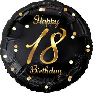 Godan / balloons B&C Happy 18 Birthday fóliový balónek, černý, zlatý potisk, 18