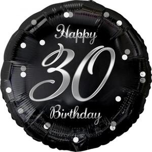 Godan / beauty & charm Fóliový balónek B&C Happy 30 Birthday, černý, stříbrný potisk, 18