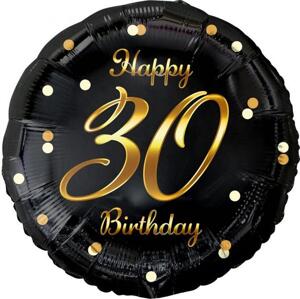Godan / beauty & charm B&C Happy 30 Birthday fóliový balónek, černý, zlatý potisk, 18
