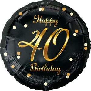 Godan / beauty & charm B&C Happy 40 Birthday fóliový balónek, černý, zlatý potisk, 18