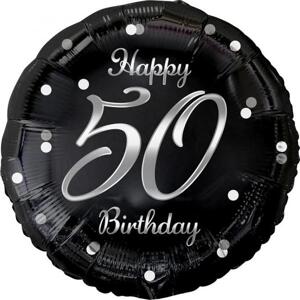 Godan / beauty & charm Fóliový balónek B&C Happy 50 Birthday, černý, stříbrný potisk, 18