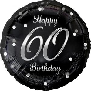 Godan / beauty & charm B&C Happy 60 Birthday fóliový balónek, černý, stříbrný potisk, 18