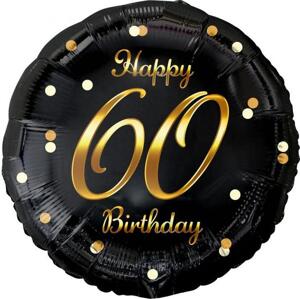 Godan / beauty & charm B&C Happy 60 Birthday fóliový balónek, černý, zlatý potisk, 18