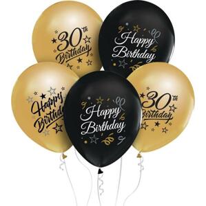 Godan / balloons Balónky Beauty&Charm 12" s potiskem "30", zlaté a černé, 5 ks.