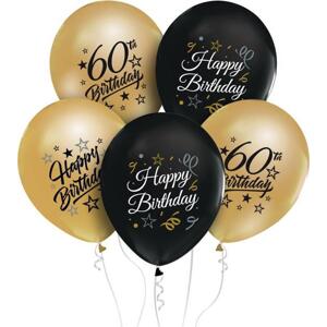 Godan / balloons Balónky Beauty&Charm 12" s potiskem "60", zlaté a černé, 5 ks.
