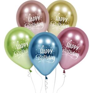 Godan / balloons Balónky Beauty&Charm Happy Birthday (platina), 12"/ 5 ks.