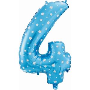 Godan / balloons Fóliový balónek "Číslo 4", modrý s hvězdičkami, 61 cm KK