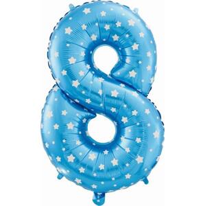 Godan / balloons Balónek fóliový "Číslo 8", modrý s hvězdičkami, 61 cm KK