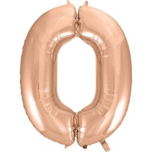 Godan / balloons B&C fóliový balónek "Number 0", růžový a zlatý, 92 cm