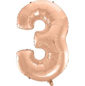 Godan / balloons B&C fóliový balónek "Number 3", růžový a zlatý, 92 cm