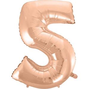 Godan / balloons B&C fóliový balónek "Number 5", růžový a zlatý, 92 cm
