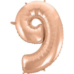 Godan / balloons B&C fóliový balónek "Number 9", růžový a zlatý, 92 cm