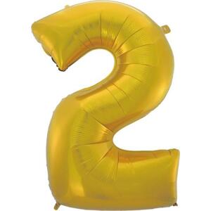 Godan / balloons B&C fóliový balónek "Digit 2", zlatý, matný, 92 cm