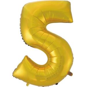 Godan / balloons B&C fóliový balónek "Digit 5", zlatý, matný, 92 cm