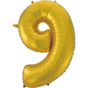 Godan / balloons B&C fóliový balónek "Number 9", zlatý, matný, 92 cm