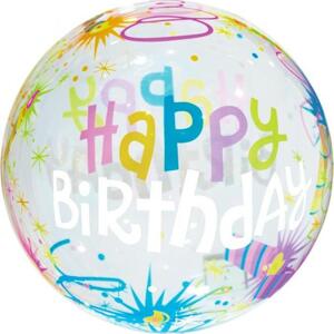Godan / balloons Aqua balónek - krystal, Happy Birthday (svíčky), 18" KK