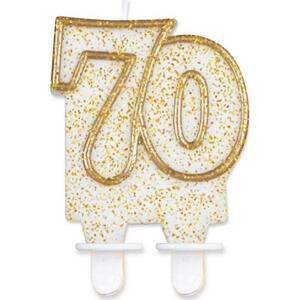 Godan / candles B&C svíčka, číslo "70", zlatý obrys